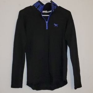 VS PINK Black Half-Zip Pullover